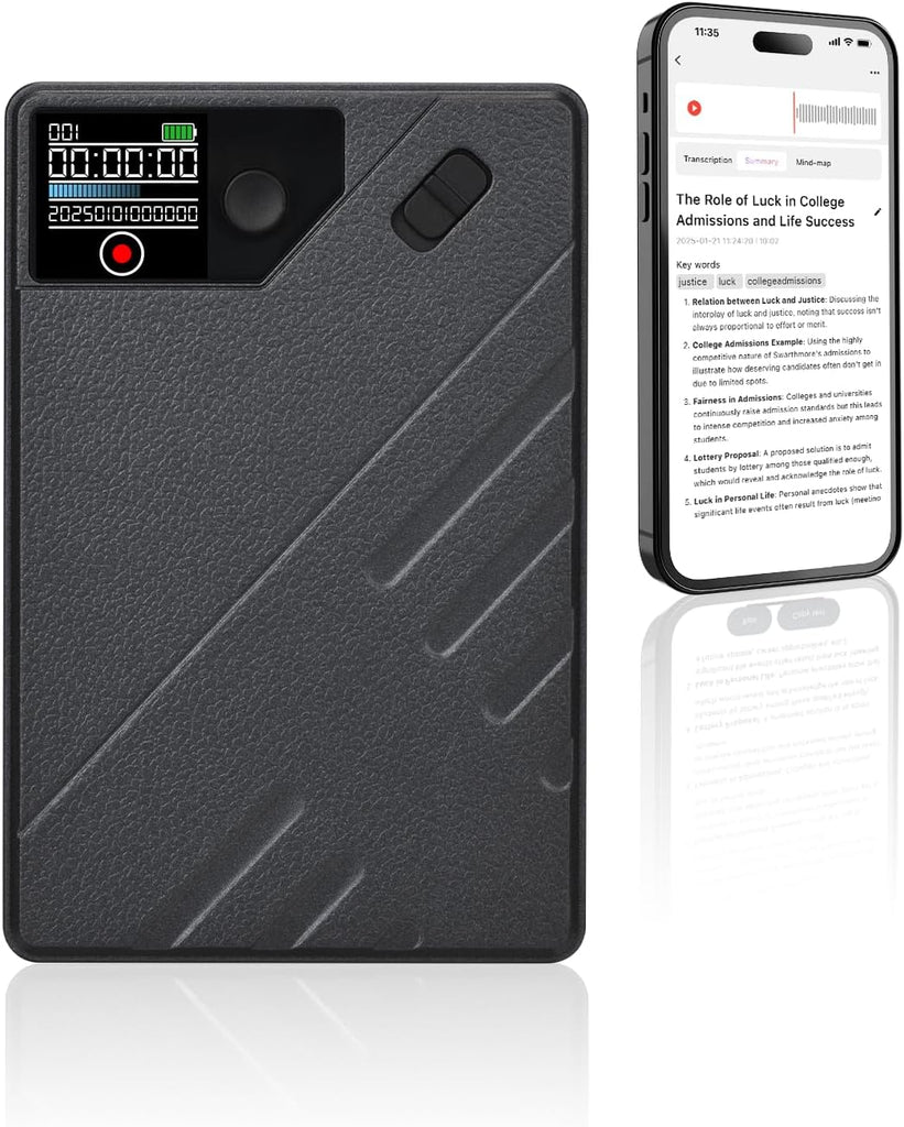 AI Voice Recorder, App Control, Transcribe & Summarize by ChatGPT, Support 112 Languages, 60H Recording, 64GB Memory