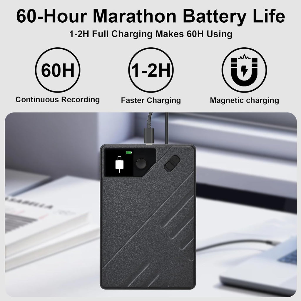 AI Voice Recorder, App Control, Transcribe & Summarize by ChatGPT, Support 112 Languages, 60H Recording, 64GB Memory