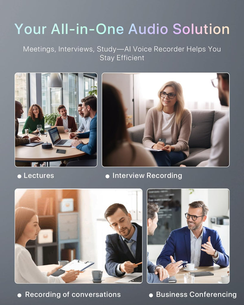 AI Voice Recorder, App Control, Transcribe & Summarize by ChatGPT, Support 112 Languages, 60H Recording, 64GB Memory