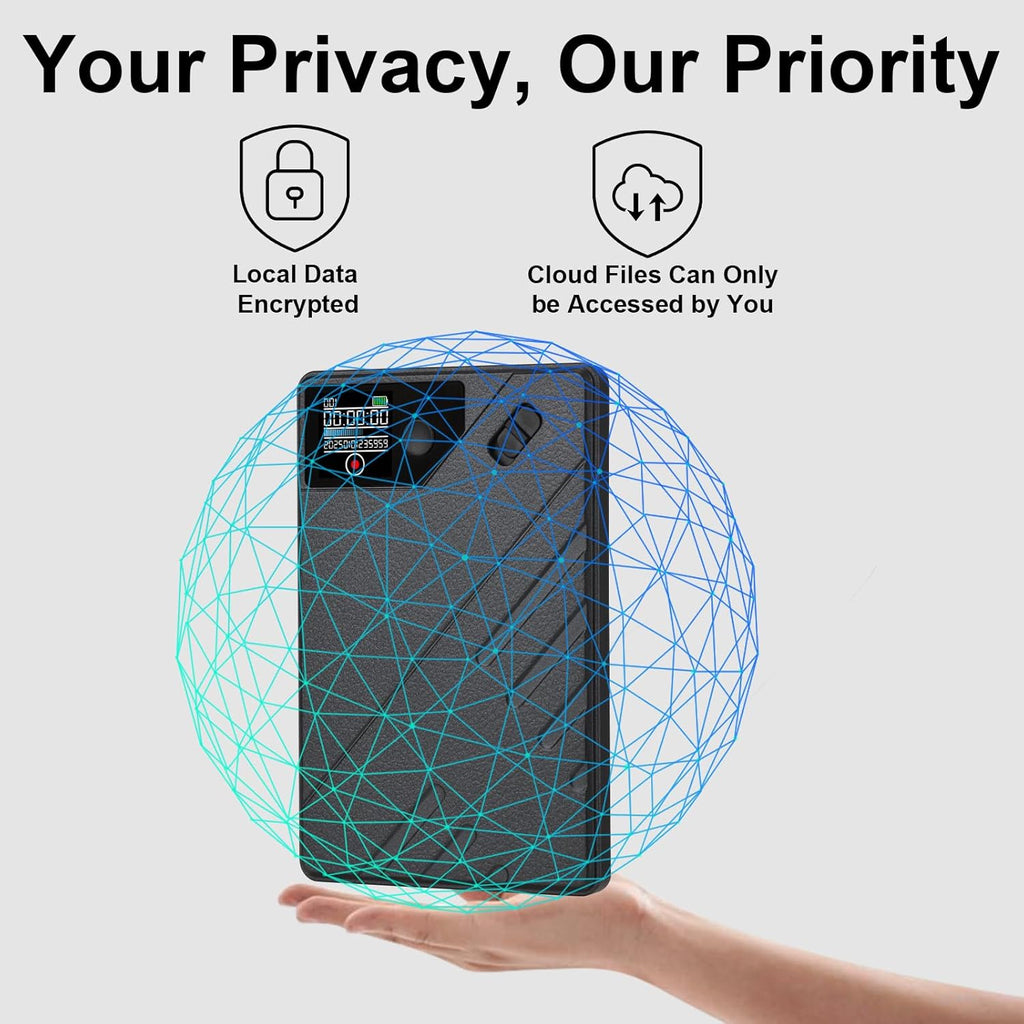 AI Voice Recorder, App Control, Transcribe & Summarize by ChatGPT, Support 112 Languages, 60H Recording, 64GB Memory