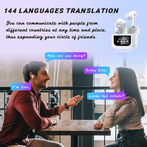 Language Translator Earbuds Real Time Translation Earbuds with 144 Languages Supported, ANC Noise Cancelling, Bluetooth 5.4, Smart Touch Screen Housing